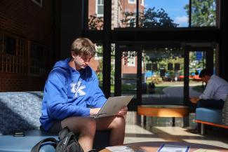 Student using laptop